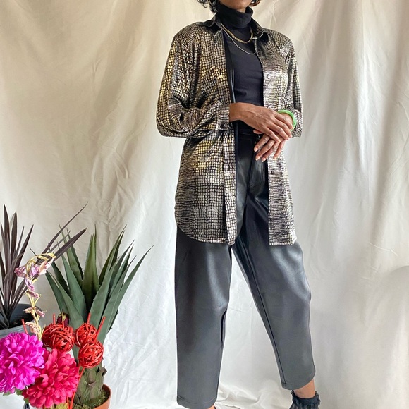Vintage metallic long sleeve blouse - Picture 4 of 13